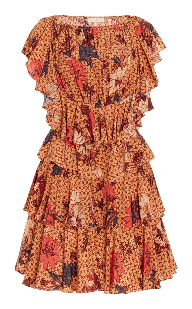 ULLA JOHNSON Ayla Flutter Sleeve Floral Ruffle Mini Dress Size 2 | eBay