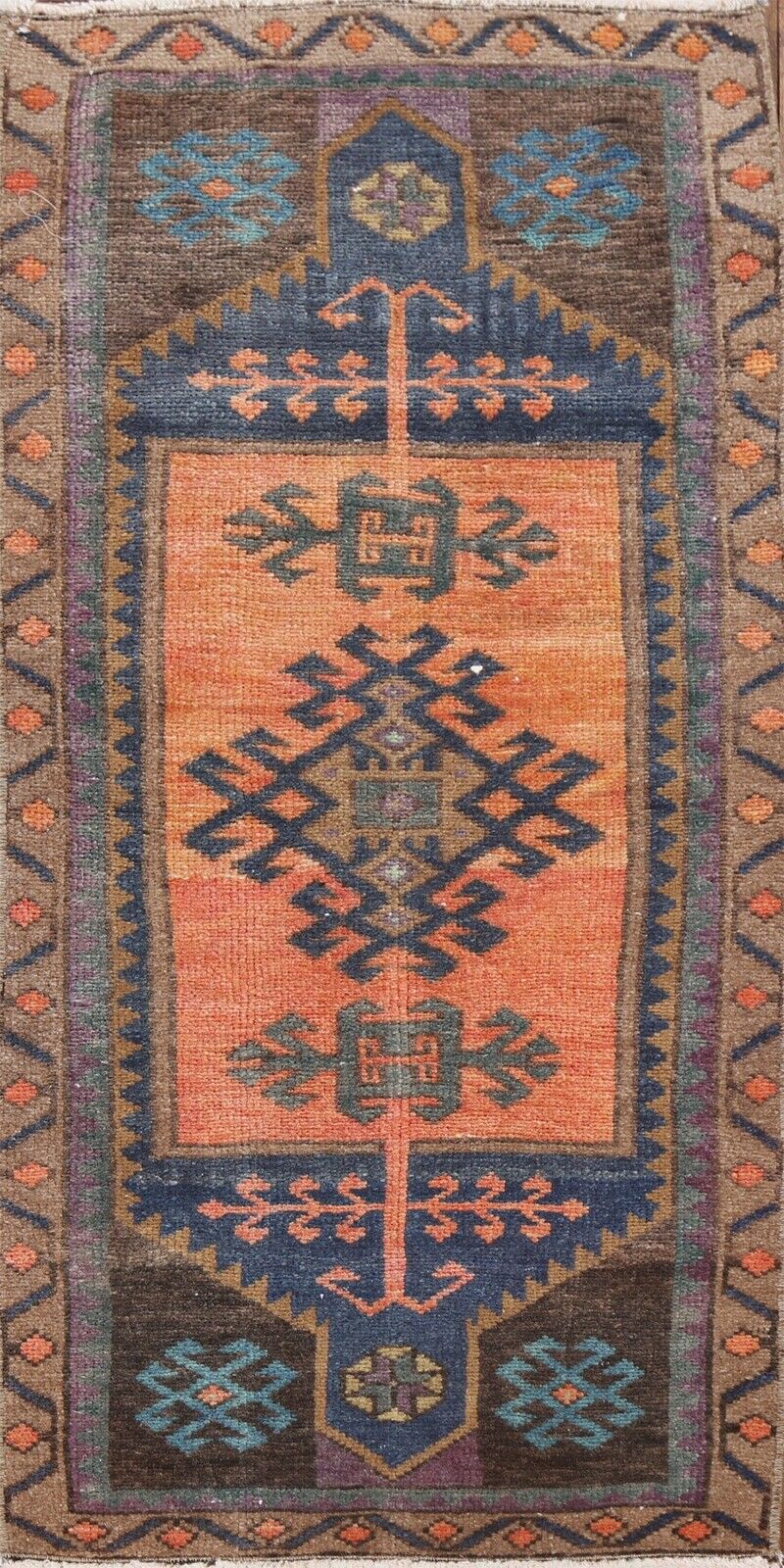 Traditional Geometric Oushak Turkish 2x4 Rug Hand-knotted Wool Decorative Carpet
