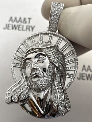925 Solid Sterling Silver Cubic Zirconia JESUS Pendant | eBay