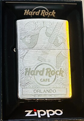 Hard Rock Cafe ORLANDO 2023 Gold Etched Guitar ZIPPO Lighter New 