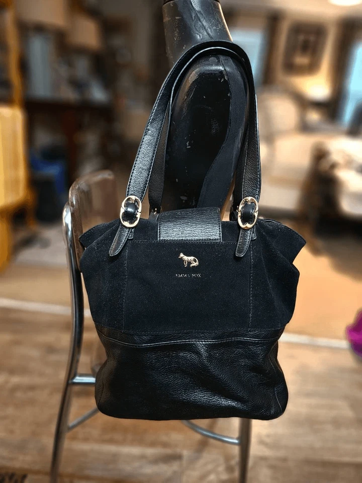 Bolso de hombro grande Emma Fox de cuero y gamuza Foto 2 de 4