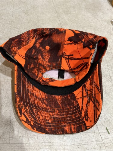 Bruckners since 1932 Hat Cap Adjustable Strap Orange Camo Hunting Trucker Semis - Picture 3 of 9