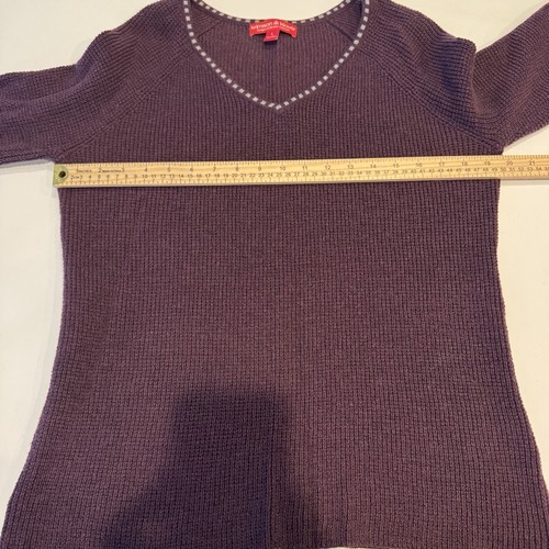 Krimson Klover Sweater Size Large Purple V-Neck Merino Silk Blend Knit - Picture 7 of 10