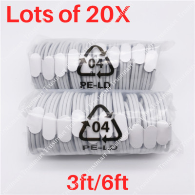 20X Bulk 3/6FT USB Charger Cable For iPhone 11 XR 8 7 6 5 Charging Data Cord Lot
