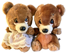 PAIR OF BEARS Applause Burley Jr Plush Teddy Sad Sam 9" Vtg Stuffed Animal Toys