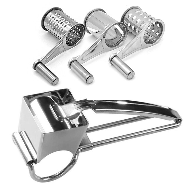 4 in 1 Stainless Steel Cheese Grater Hand Crank Rotary Blades Vegetable