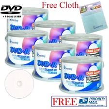 300 Smartbuy DVD+R DL 8.5GB White Inkjet Printable Disc + FREE Micro Fiber Cloth