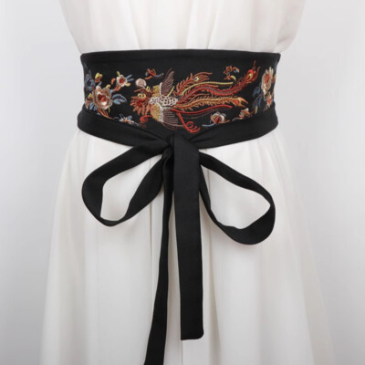 6553 Floral Corset Waist Belt For Women,lace Up Wide Waistband Obi Floral Corset Waist Belt for Women,Lace up Waist Belt Wide  main image 2