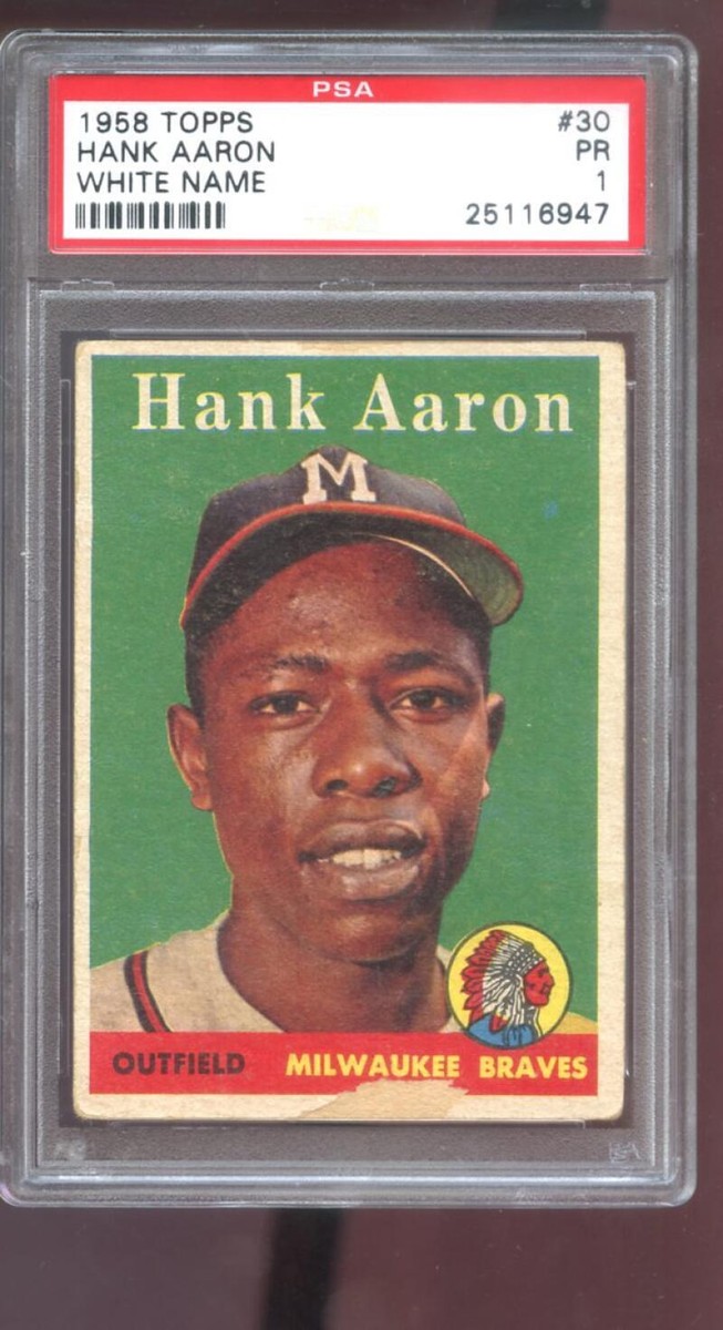 topps #30 Hank Aaron 野球カード 1958 Topps #30 Hank Aaron PSA 1 Graded Baseball Card MLB