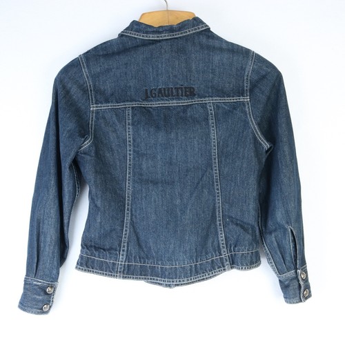 JOHN PAUL GAULTIER JUNIOR BLUE DENIM SNAP TRUCKER JEAN JACKET SZ 16A - Picture 5 of 8