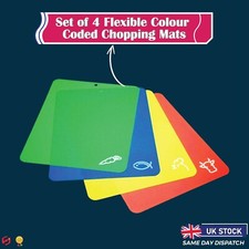 Set of 4 Flexible Colour Coded Chopping Mats - 38 x 30 cm