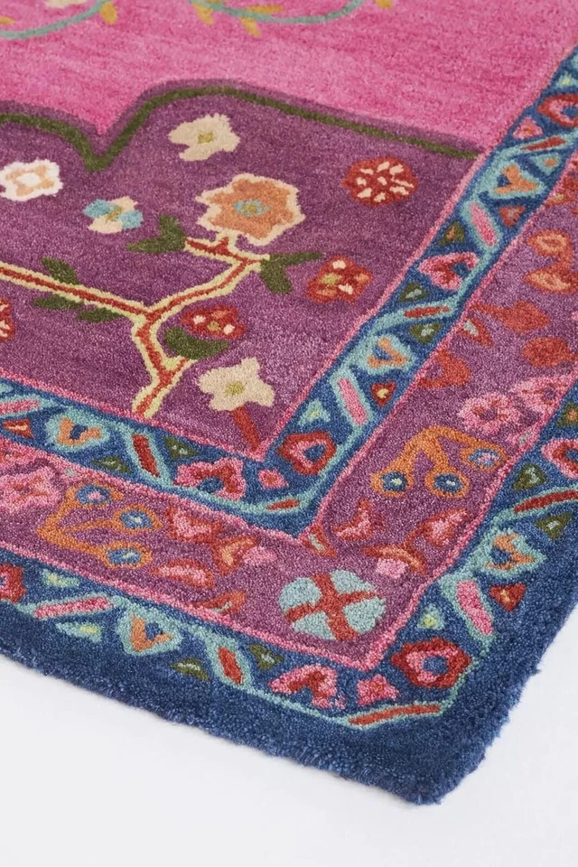 Alfombra Exótica Tigre de Bengala A Mano Lana Viscosa Floral Selva Decoración Lujosa Foto 2 de 3