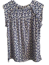 Loft Cap Sleeve Flowy Button Keyhole Back Peasant Top Adorable XS Oversized