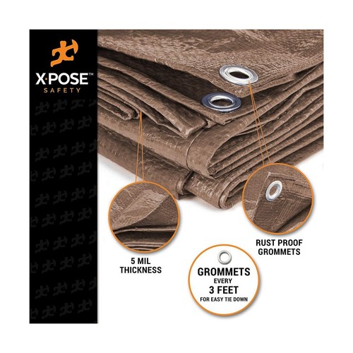 Multipurpose Protective Cover Brown Poly Tarp 30' x 60' - Durable, Water Resi... - Picture 3 of 5