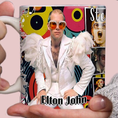 Elton John personalisierte Tasse / Geschenk. Handgedruckt auf Bestellung. Original Design