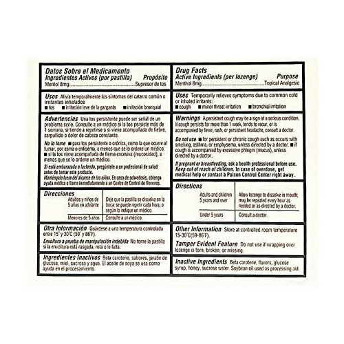 Flanax Cough Relief Menthol Lozenges Contains Natural Honey Flavor 8 mg