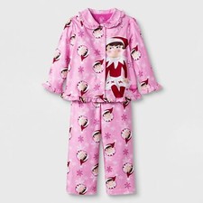 NWT Elf on the Shelf Girls 2pc Pink Pajama PJ Set Christmas Holiday 12M 18M 2T