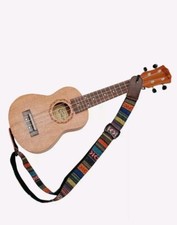 Music First Classic Country Style Soft Cotton & Genuine Leather Ukulele Strap