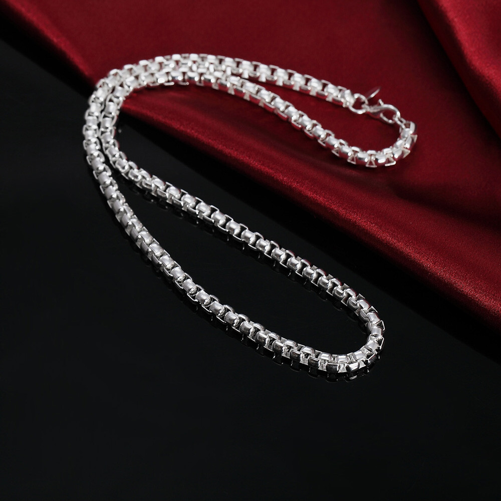 Solid silver 925 chain men women Lady necklace Jewelry