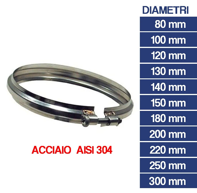 FASCETTA STRINGITUBO IN ACCIAIO INOX PER TUBO CANNA FUMARIA 24432V