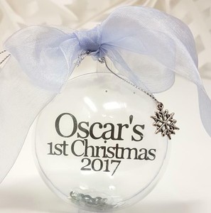 Détails Sur De Bébé Premier Noël Personnalisé Boule Arbre De Noël Bébé 1er Cadeau Décoration