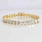 Bracelet 14k Yellow Gold Plated 7.5" 10Ct Heart Shape Lab Created Diamond Tennis