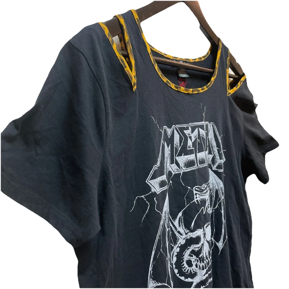 Top Y2K Metal Mulisha Grunge Goth Rock Alas de Dragón Calavera Negro Hombro Frío L Foto 2 de 4