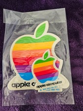 4pc Vintage Apple Computer Decal Stickers Rainbow 80s 2 large 2Small Multicolor