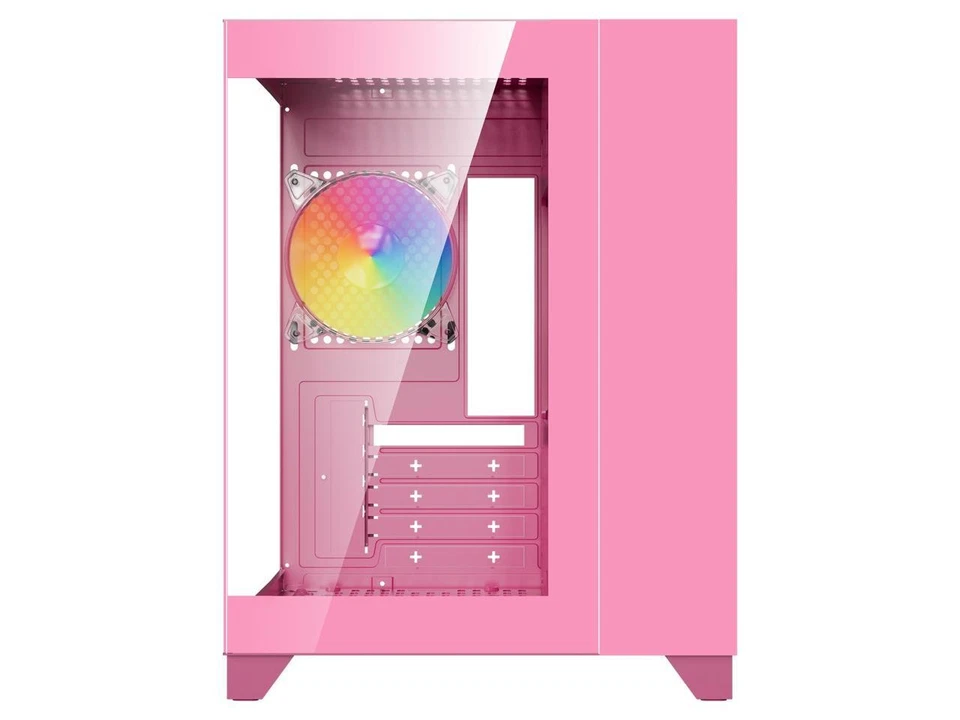DIYPC ARGB-Q1.V2-P Pink USB3.0 Tempered Glass Micro ATX Gaming Computer Case w/ - Image 2 of 4