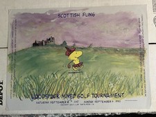 ORZESZKI ZIEMNE RZADKIE ! 1990 ORYGINALNY PLAKAT PROMOCYJNY GOLFOWY z WOODSTOCK (1 w rodzaju) Snoopy