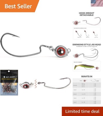 Versatile 15-Sets EWG Hooks with Detachable Fish Head Swimbait for Bass Fishing