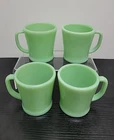 Fire King Jadeite Green 1948-50 D Handle Mugs Oven Ware Lot of 4 (READ!)