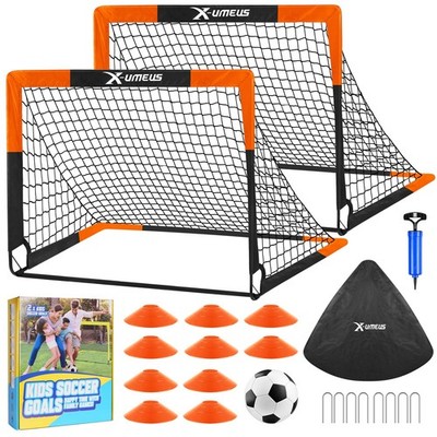 Kids Soccer Goals for Backyard Set- 2 of 6X4/ 4X3 ft Toddler Soccer Goal Trai...