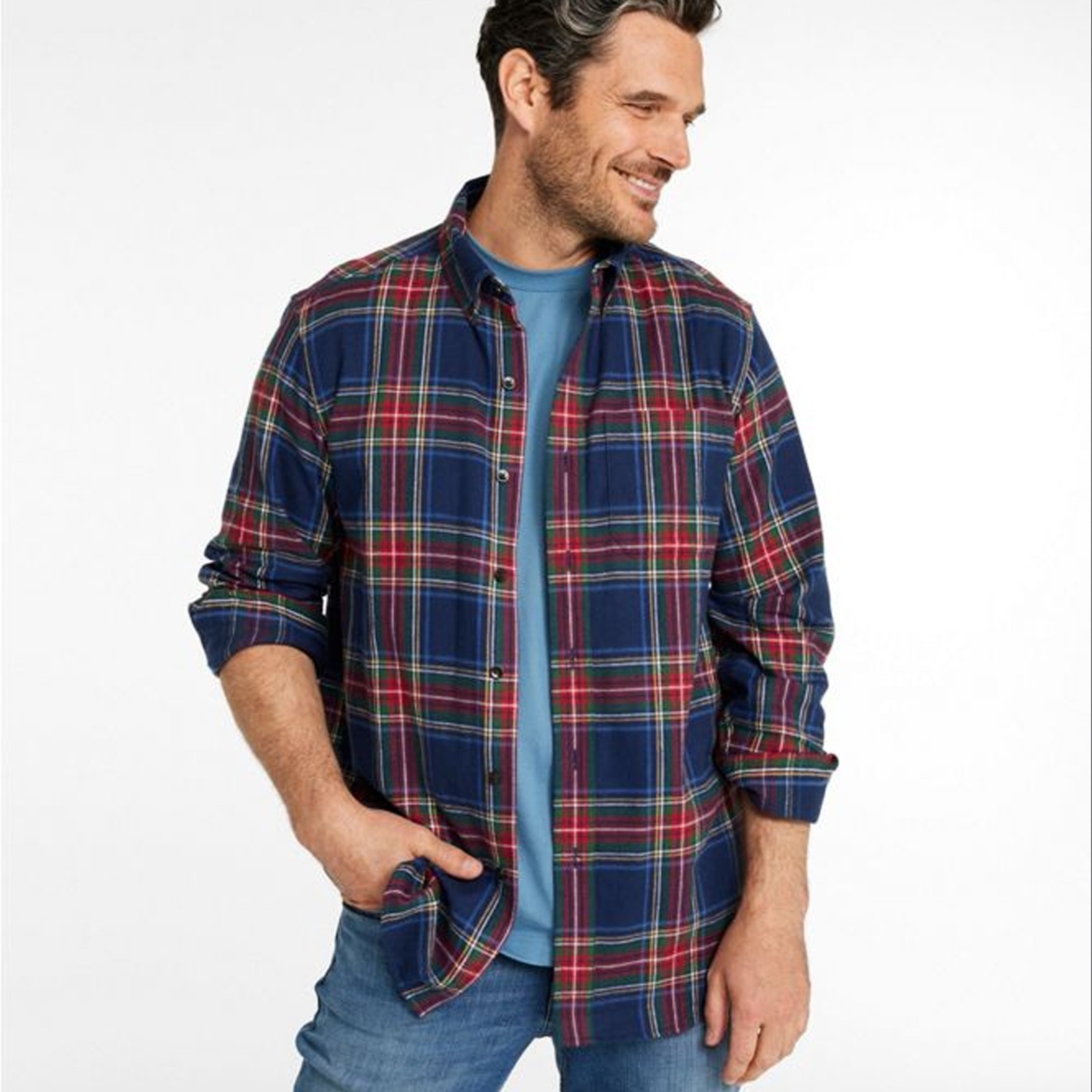 Men's Scotch Plaid Flannel Shirt, Traditional Fit