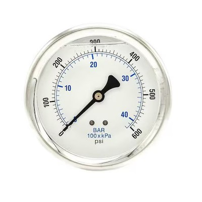 Pic Gauges 202L-404K Industrial Pressure Gauge, 0 To 600 Psi, 4 In Dial, 1/4 In