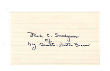DOUBLE SIGNED AUTOGRAPHED FRED SNODGRASS INDEX CARD W/ INSCRIPTION JSA