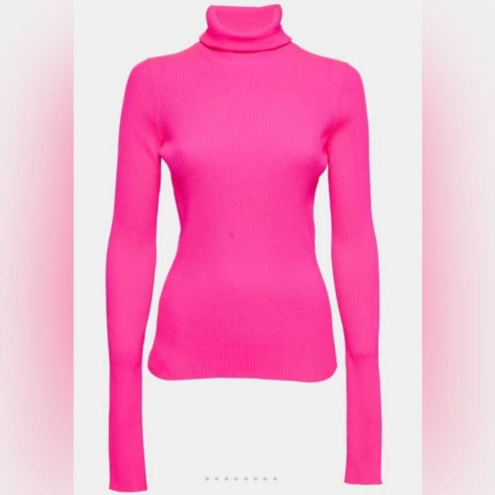 RRP US$1,890 Balenciaga ribbed knit turtleneck sweater fluro fuschia pink NWT S image 2