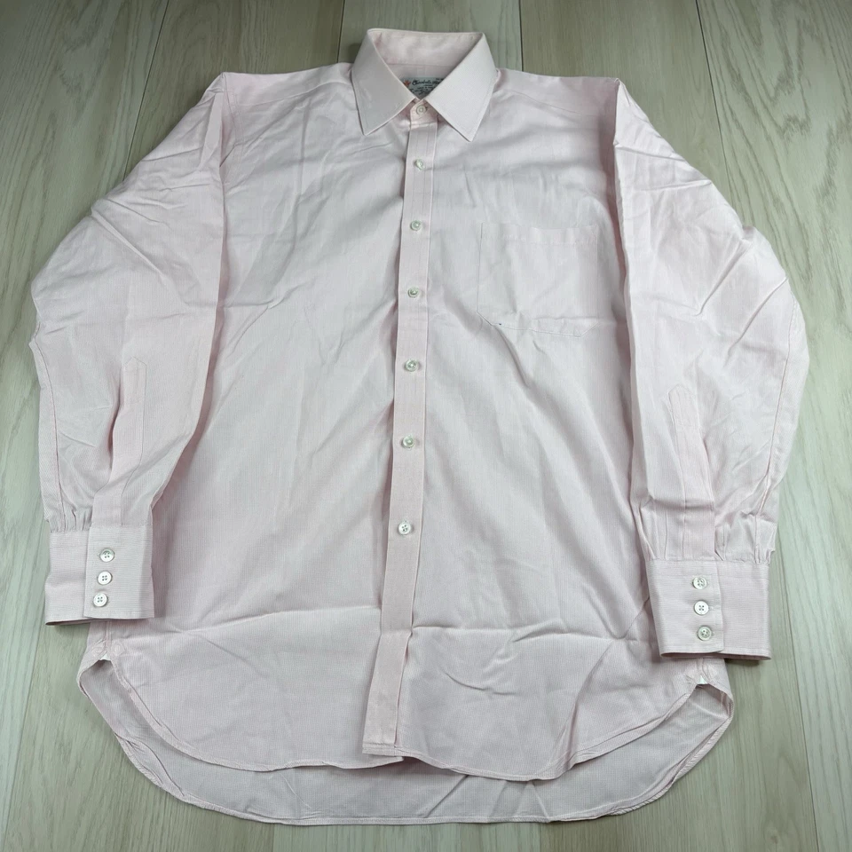 Turnbull & Asser Plaid Pink White  Cotton London Button Up Shirt Size 16-41  - Image 2 of 4