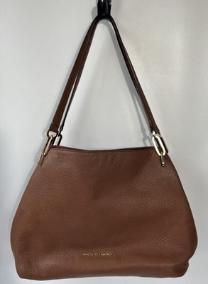 Michael Kors Leighton Large Brown Pebbled Leather W/Gold Tone Shoulder Bag