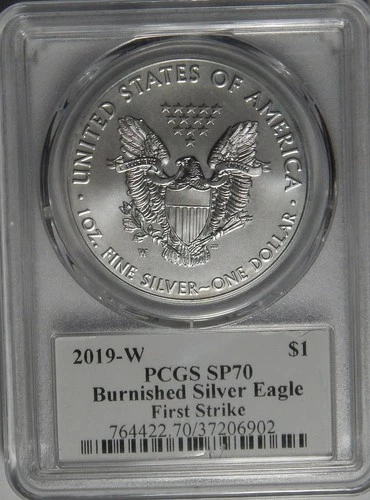 2019-W PCGS SP 70 BURNISHED AMERICAN SILVER EAGLE FRIST STRIKE - WG18