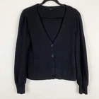 Talbots Black Button Up V-Neck Long Sleeve Cardigan Womens S Classic Minimalist