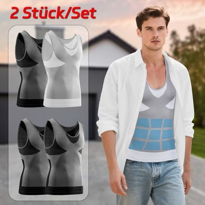 2er Männer Body Shaper Schlankheits komprimiert Bauch Weste Activewear Tops