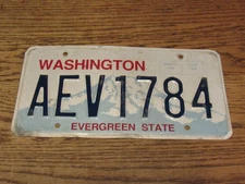 Washington Evergreen State License Plate AEV1784