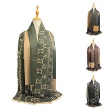 Women's Designer Inspired Bee Scarf Monogram Print Shawl Winter Wrap Luxury Gift