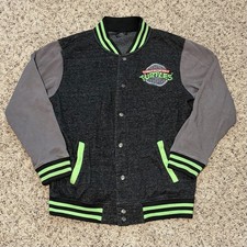 Teenage Mutant Ninja Turtles Varsity Jacket Sz Small Gray Black Nickelodeon 2015
