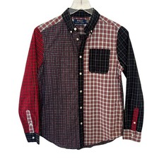Polo Ralph Lauren Kids Boy's Plaid Cotton Poplin Fun Shirt L 14-16 Long Sleeve