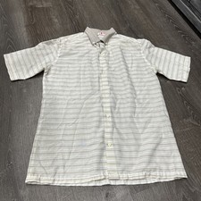 VTG 70s 80s Short Sleeve Horizontal Stripe Button Down Shirt Mens XL USA