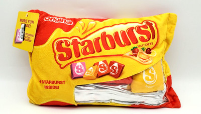 Iscream Starburst Fruit Chew Candy Bag Plush Pillow with 4 Plush Inside - 9''x13''