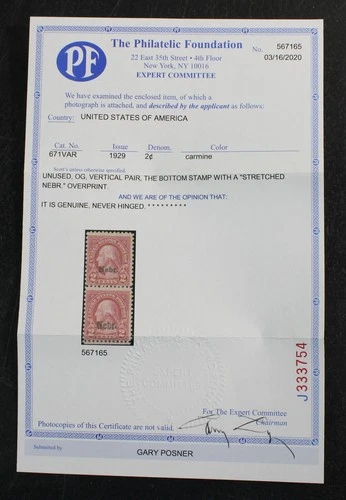 CKStamps: US Stamps Collection Scott#671var Mint NH OG PF Cert