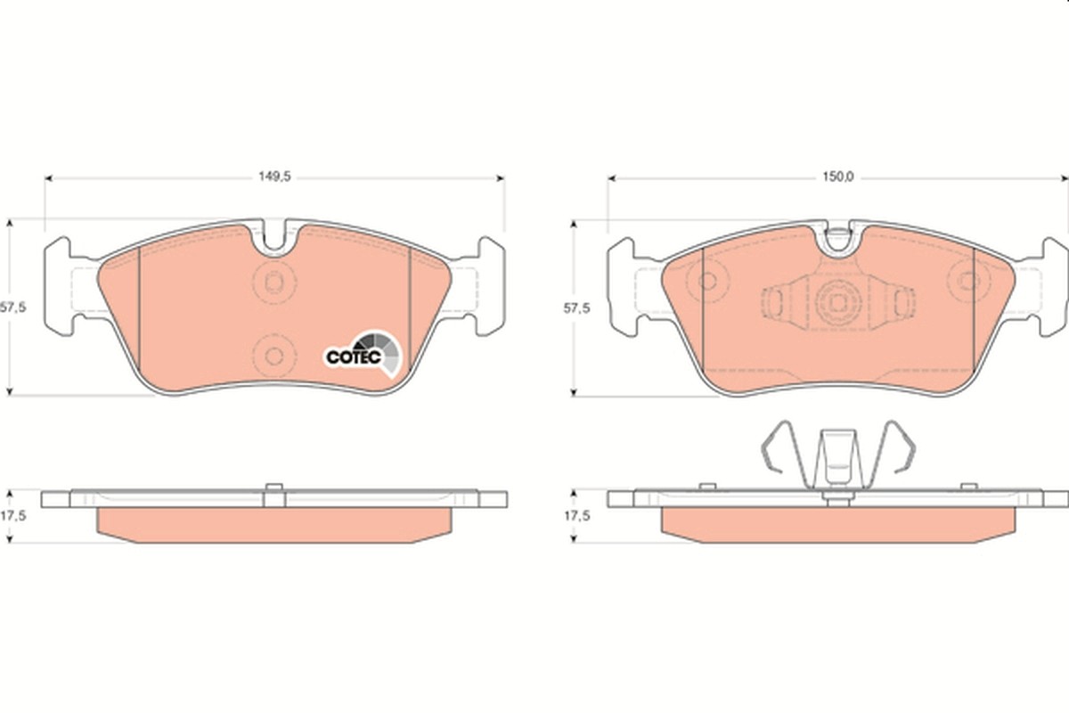 Front TRW-OE GDB1625 Brake Pad Set, disc brake for BMW,BMW (BRILLIANCE)